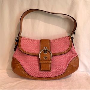 Coach Soho Pink Signature Small Flap Buckle Purse